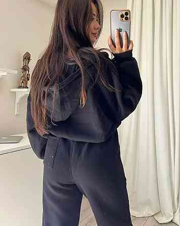 Женский стильный и комфортный тринитный костюм на флисе. Черный, 44/46 Одесса