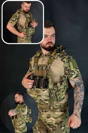 Тактична плитоноска мультикам Yakeda з підсумками тактична плитоноска бронежилет на системмі моллі   WAR Львів