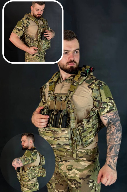 Тактическая плитоноска мультикам Yakeda с итогами тактическая плитоноска бронежилета на системе молли   WAR Львов - изображение 1