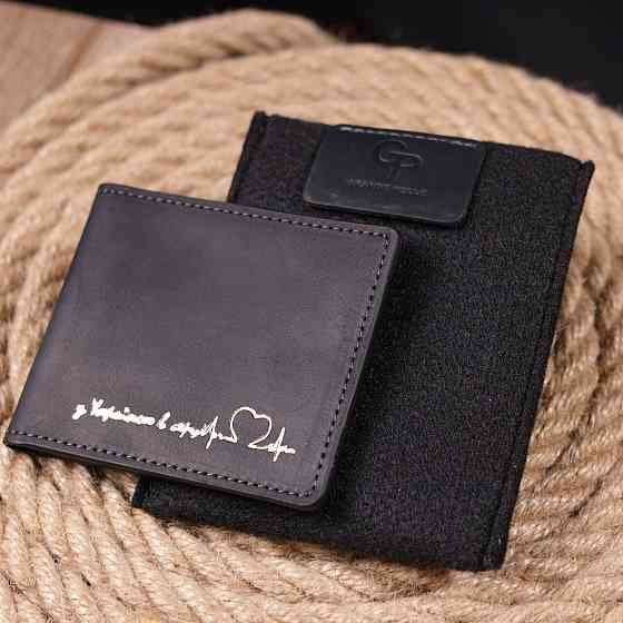 Обложка из винтажной кожи для удостоверения участника боевых действий Сердце GRANDE PELLE 16757 Черная Киев