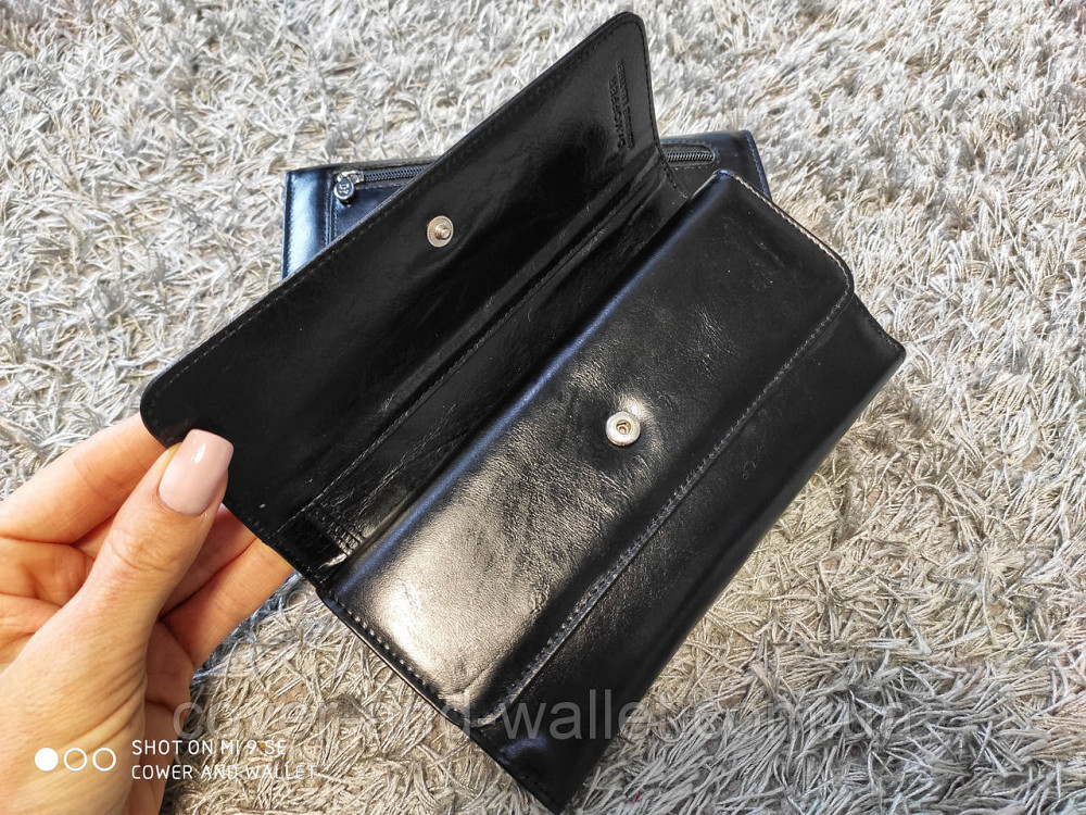 Черный женский кошелек из натуральной гладкой кожи на много карт Koffer Киев - изображение 3