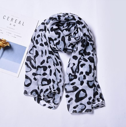 Шарф с леопардовым принтом черно-белый - размер шарфа 160*50см, шифон Киев - изображение 1