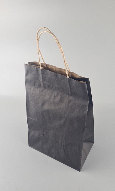 Пакет с ручками бумажный 28*19*11,5  ЧЕРНЫЙ (25 шт) Харьков - изображение 1