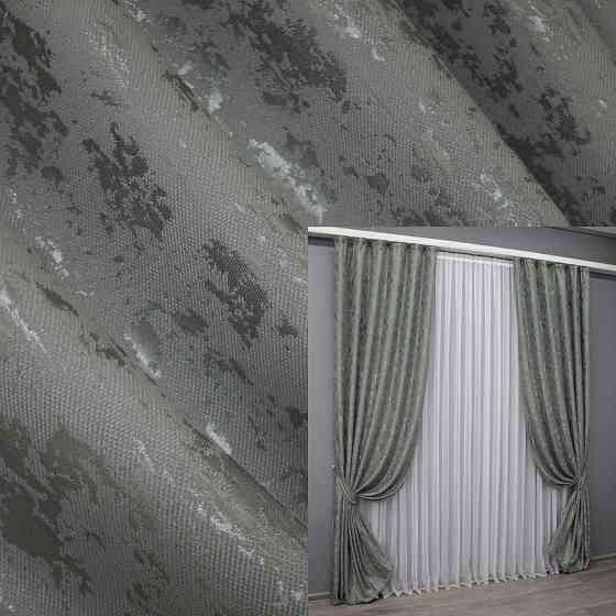 Комплект готових штор VR-Textil Льон мармур Pavliani AL № 1577ш Сірий 150х260 см 2 шт (33-0437) Київ