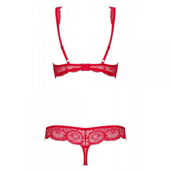 Комплект красного кружевного белья Obsessive 853-SET-3 с бежевыми вставками, S/M Sex Aura Киев - изображение 4