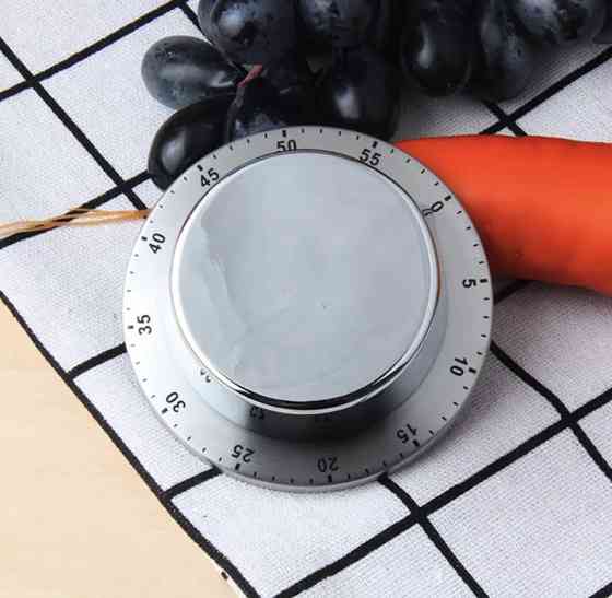 Таймер механічний для кухні, зворотній відлік, колір хром,на магніті на задній частині виробу Київ