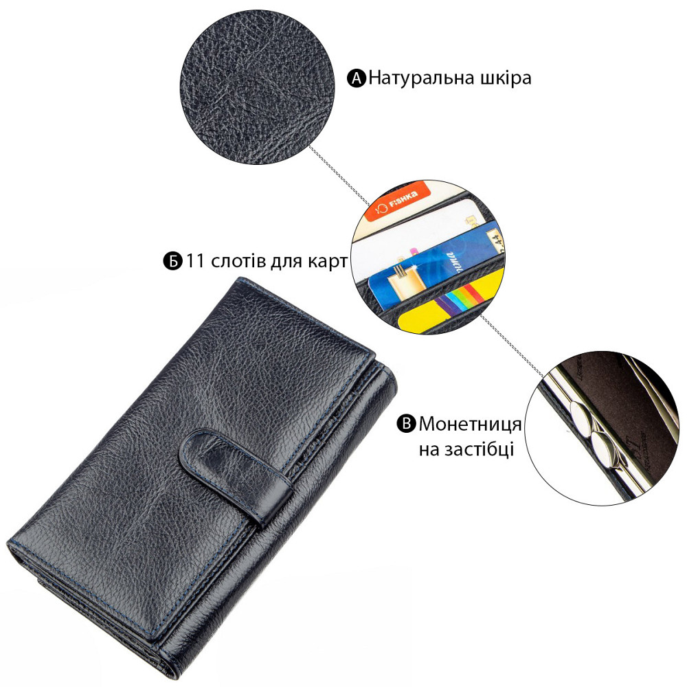 Гаманець-клатч з візитниці Сіро-синій (ST Leather) Київ - фото 8
