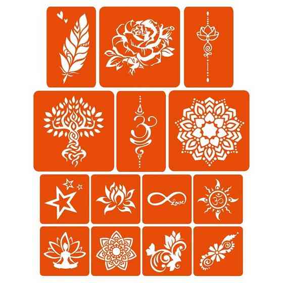 Набір кольорової хни з трафаретами для біо-тату №4 color-henna-set-04 Вінниця