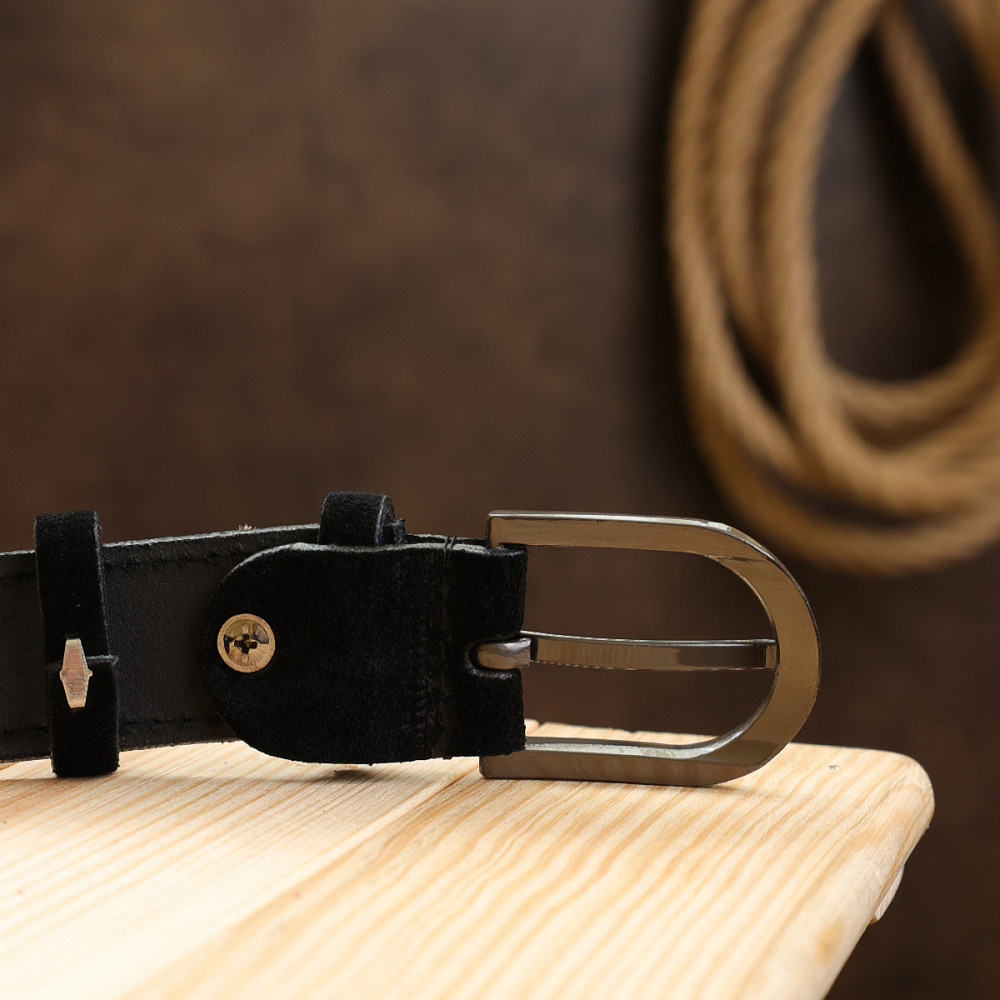 Замшевый ремень для женщин Vintage 20799 Черный Киев - изображение 9