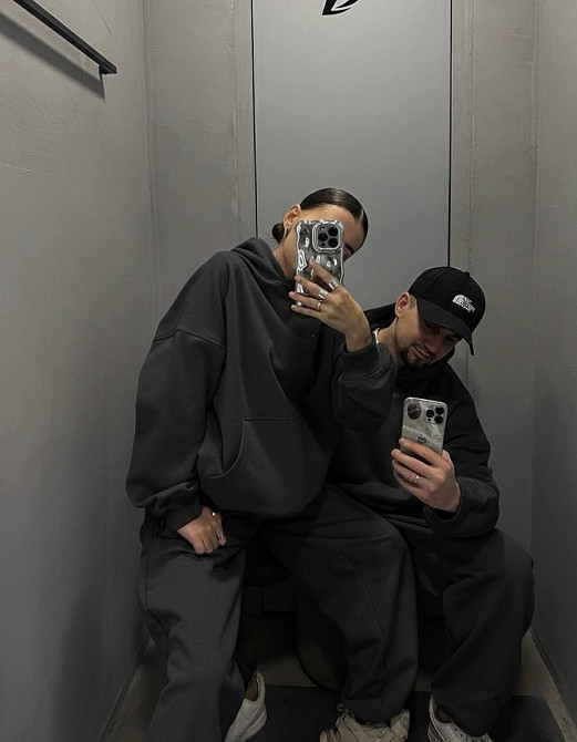 Жіночий стильний спортивний костюм тринитка на флісі Чорний, 46/48 Одеса - фото 3