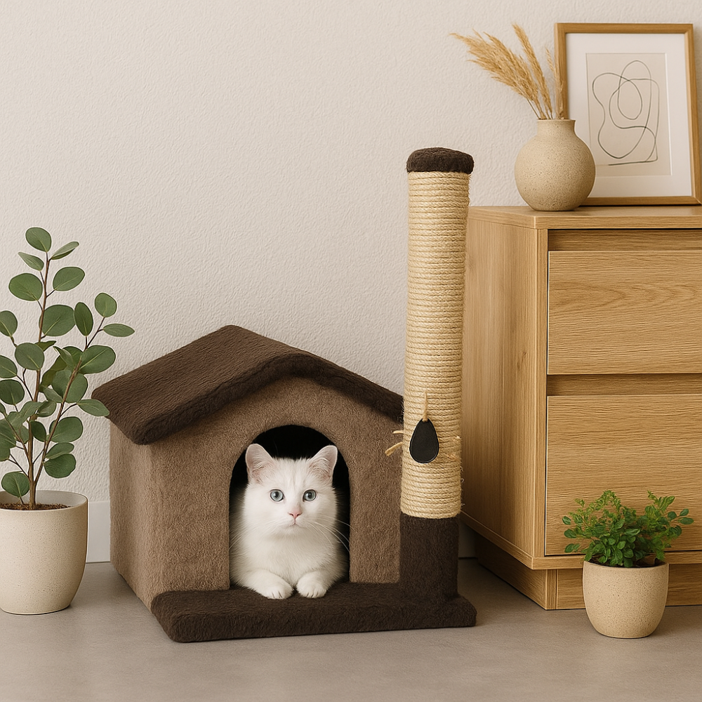 Когтеточка Природа Шале 38 x 50 x 53 см серо-бежевый Киев - изображение 1