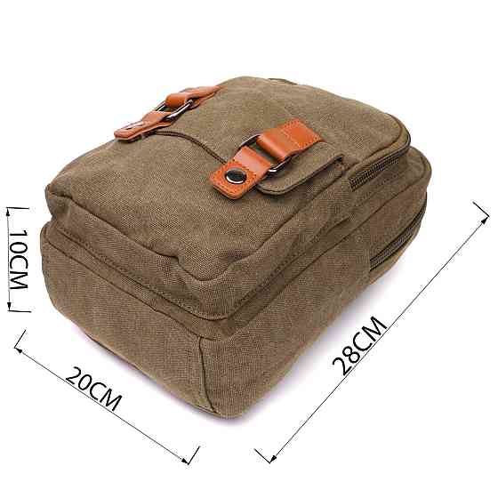 Сумка-рюкзак у стилі мілітарі з двома відділеннями із щільного текстилю Vintage 22163 Оливковий Київ