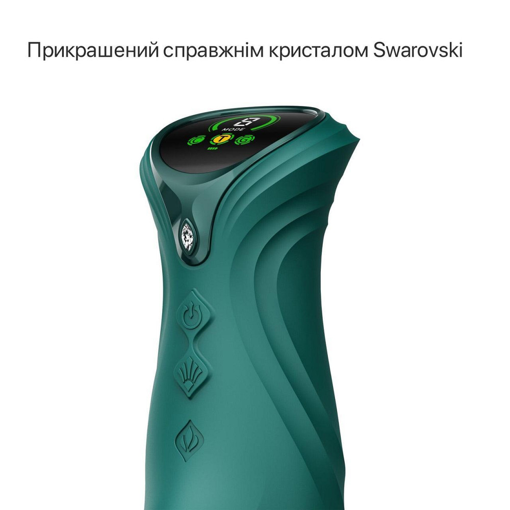 Смарт пульсатор-кролик с вибрацией Zalo Mose 2 Turquoise Green, подогрев до 42°C, кристалл Swarovski Sex Aura Киев - изображение 3