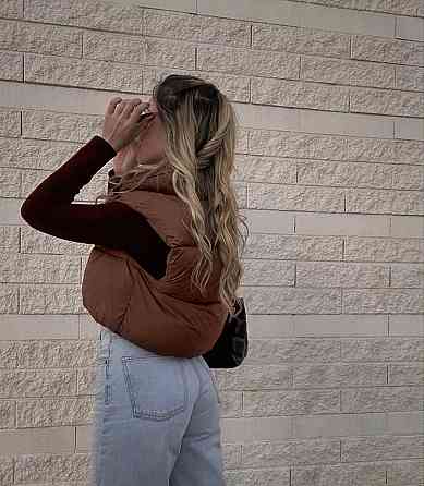 Жіноча трендова жилетка плащівка Канада + синтепон 200 Шоколад Одеса