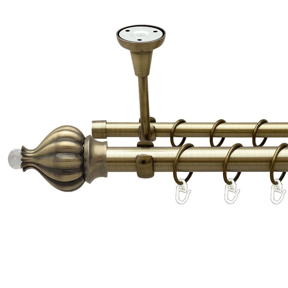 Карниз Orvit Таджа-Кристал металевий дворядний відкритий до стелі гладка труба кільце металеве Антик 25\16 мм Львов - изображение 1