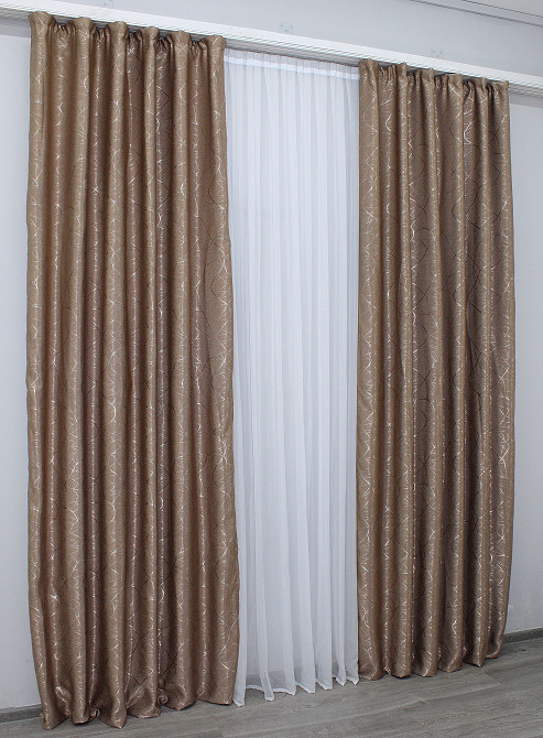 Комплект готових штор VR-Textil Льон Савана № 634ш Темно-бежевий 100х270 см 2 шт (31-076) Київ - фото 6