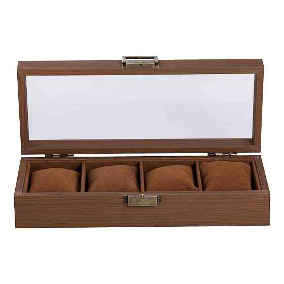Скринька для годинників 31×12×7.5 см дерев'яна 4 відсіки коричнева HP-5-13 Коломия