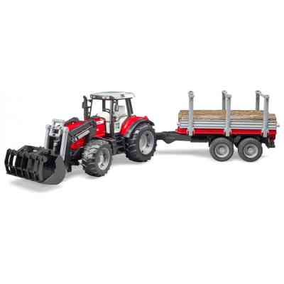 Спецтехника Bruder трактор Massey Ferguson 7480 с погрузчиком и лесным прицепом 1:16 (02046) Винница