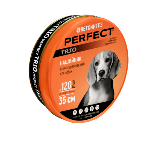 Ошейник противопаразитарный Перфект ТРИО PerFect TRIO для собак 35 см Ветсинтез Киев