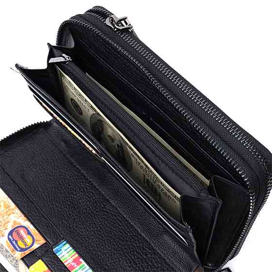 Чоловічий клатч на два відділення із натуральної шкіри ST Leather 22684 Чорний Київ