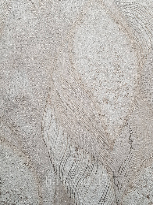 Обои виниловые на флизелине метровые Sintra Edelina абстракция волны листья 3д бежевые серебро Киев - изображение 1
