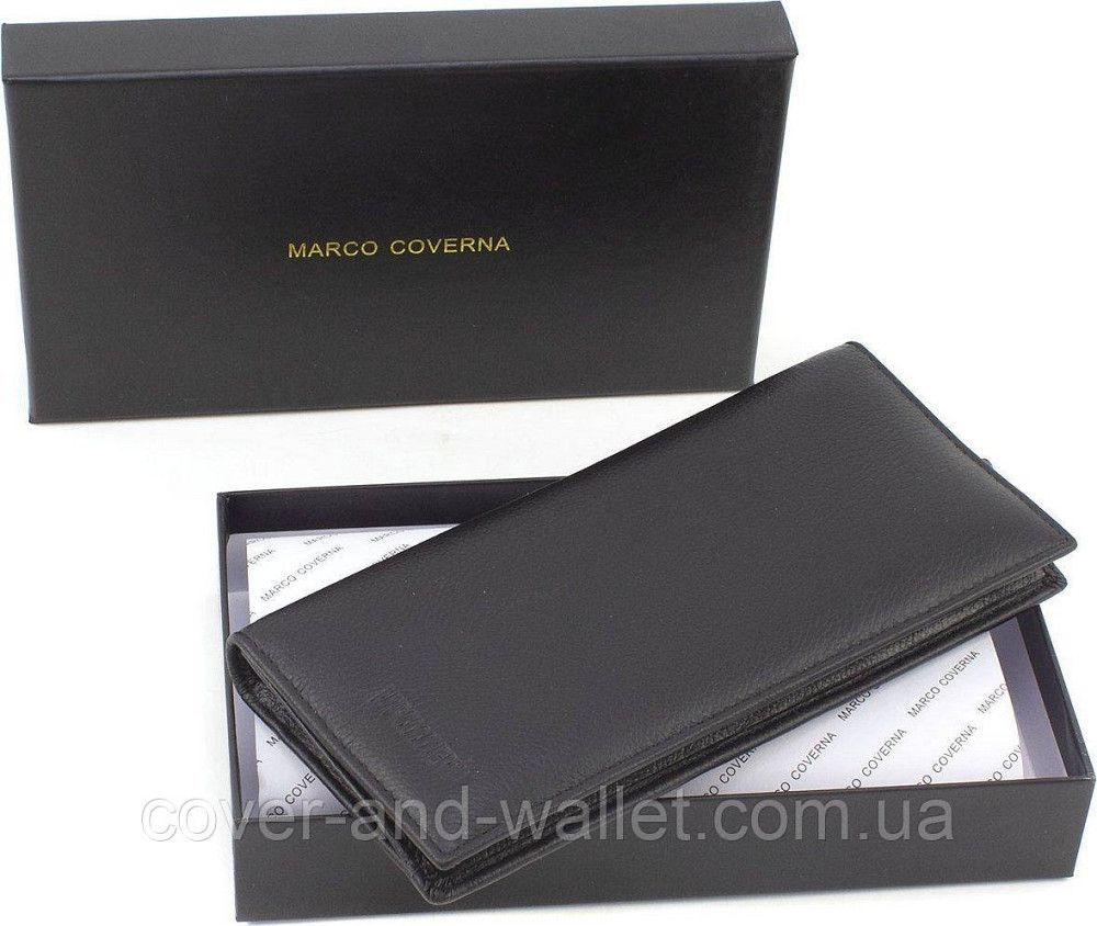 Стильный мужской кожаный купюрник на магнитах черного цвета Marco Coverna MSM 6 Киев - изображение 9