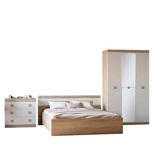 Спальня Соната Эверест Комплект 13 (модульная - 3 элемента) дуб сонома + белый (DTM-2618) Львов