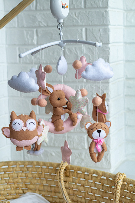 Музичний мобіль WoollyFox «Ніжність» для дівчинки з 35 мелодіями Киев - изображение 3