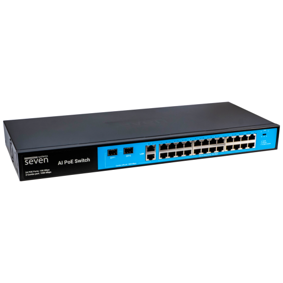 PoE комутатор 24 порти SEVEN P-73224G-2SFP (POE: 24, UP: 2 Combo G / SFP) Київ