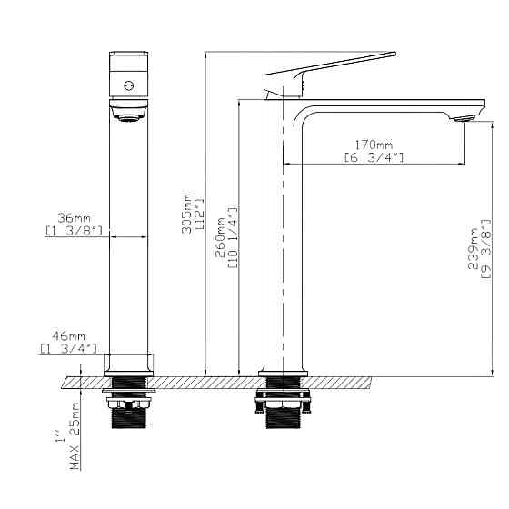 Смеситель для раковины высокий Qtap Capricorn, Chrome (k26) QTCAP1060H102C48220 Киев