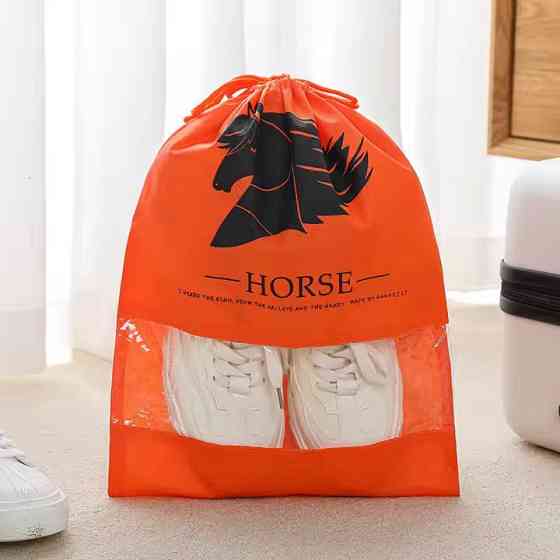 Мешок-сумка для обуви на затяжках, транспортировочная на шнурках для вещей, размер S - 37х26 см,цвет оранжевый Каменец-Подольский