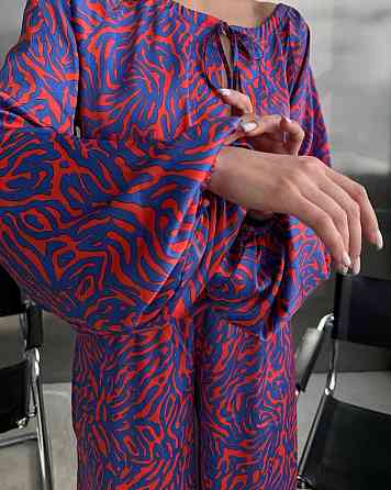 Женский шелковый костюм Синий L Харьков