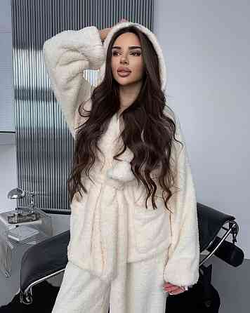 Женская теплая повседневная плюшевая пижама двухсторонняя махра Одесса