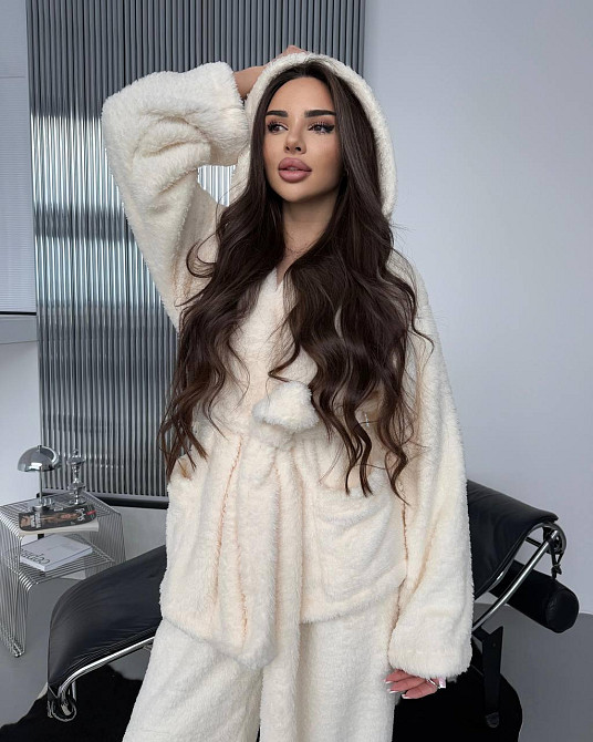 Женская теплая повседневная плюшевая пижама двухсторонняя махра Одесса - изображение 4