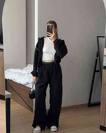 Жіночий теплий прогулянковий костюм: кофта та штани двосторонній фліс Чорний, 42/44 Одеса