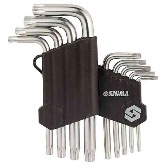Ключи TORX 9шт T10-T50 мм CrV (короткие с отверстием) SIGMA (4022211) Ровно