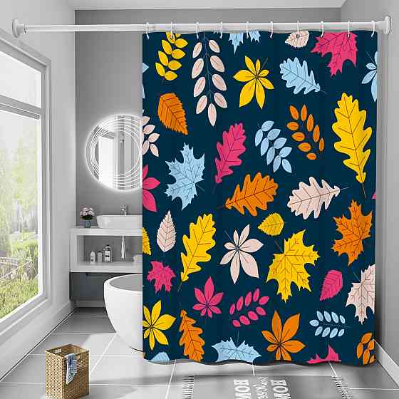 Шторка для ванны из полиэстера водонепроницаемая Bathlux 180x180 см с кольцами, занавеска для ванной комнаты Каменец-Подольский