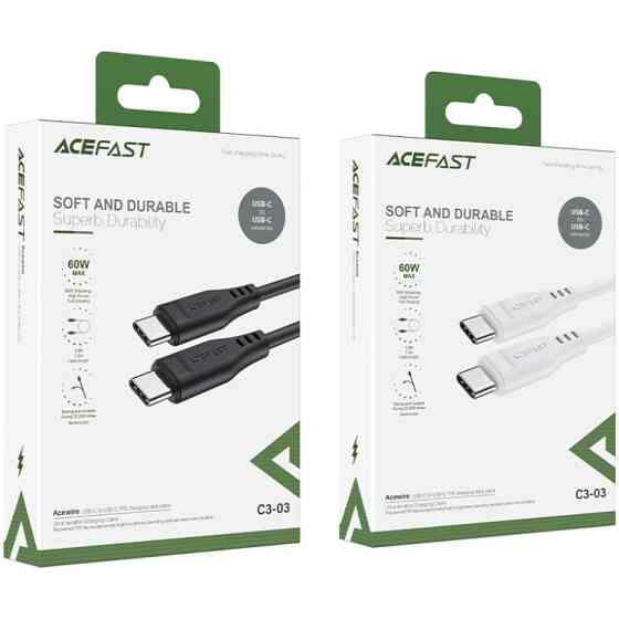 Кабель USB 2.0 Type-C M-M, 1.2м 60W TPE C3-03 Black Acefast Вінниця