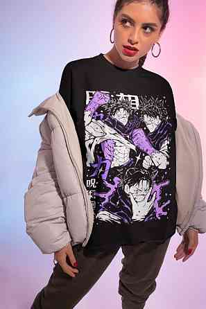 Футболка аниме Магическая битва оверсайз (S/M/L) Черний AnimeJ1029 Днепр