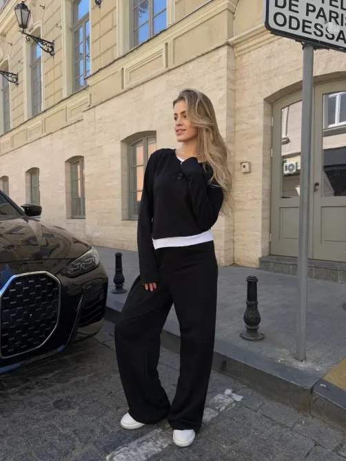 Жіночий костюм 2-ка з двунитки бежевий чорний Одеса - фото 8