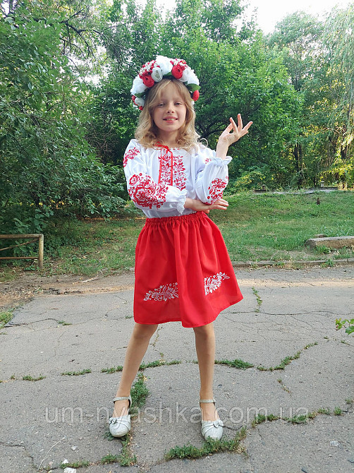Костюм вишиванка червоний для дівчинки Кривий Ріг - фото 5
