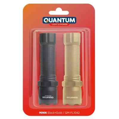 Ліхтар Quantum QM-FL1042 Minik 3W LED з USB Black-Gold, 2 шт./уп. (QM-FL1042) Вінниця