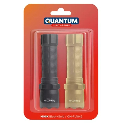 Ліхтар Quantum QM-FL1042 Minik 3W LED з USB Black-Gold, 2 шт./уп. (QM-FL1042) Вінниця - фото 1