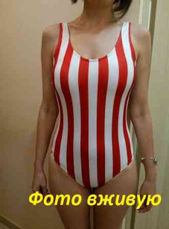 Купальник в полоску суцільний жіночий червоно-білий Київ