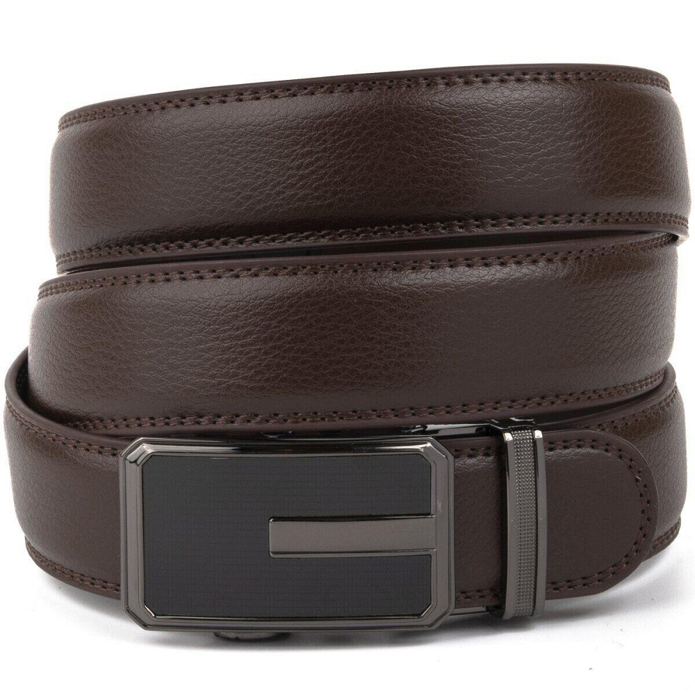 Ремень мужской тонкий c пряжкой автомат и коричневой заливкой (Vintage) Киев - изображение 5