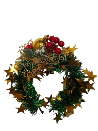 Обруч для волос новогодний с мишуры с игрушкой one size разноцветный ручная работа золотой Киев