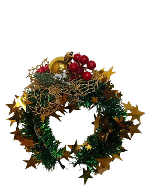 Обруч для волос новогодний с мишуры с игрушкой one size разноцветный ручная работа золотой Киев - изображение 2