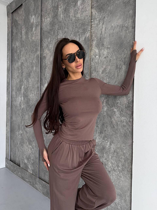 Жіночий стильний базовий костюм із м'якої еластичної тканини. Моко, 42/44 Одеса - фото 9