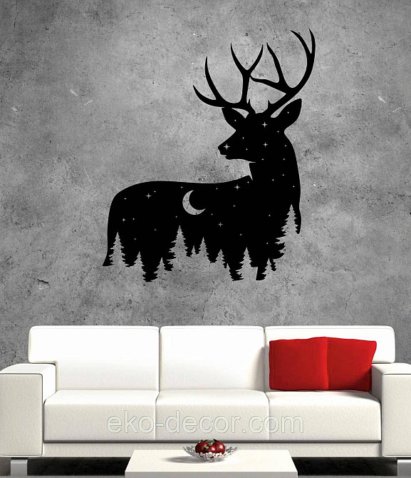 Декоративное настенное Панно «Новогодний олень» Декор на стену 90*75 см, Черный Киев - изображение 9