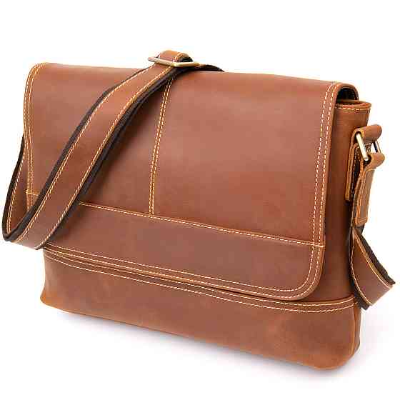 Сумка матовая мужская почтальонка Рыжая (Vintage) Киев